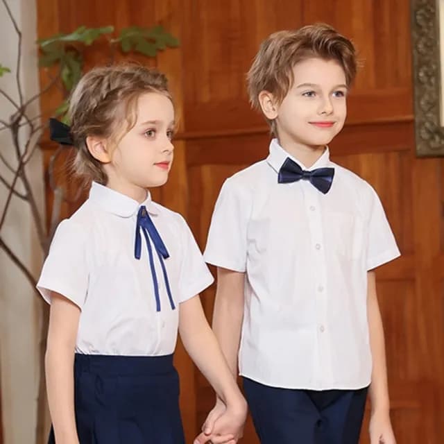 【橘魔法】經典學生純白短袖襯衫(短袖上衣 白色襯衫 才藝表演 畢業典禮 鋼琴 演講 大童 男童 女童 童裝)