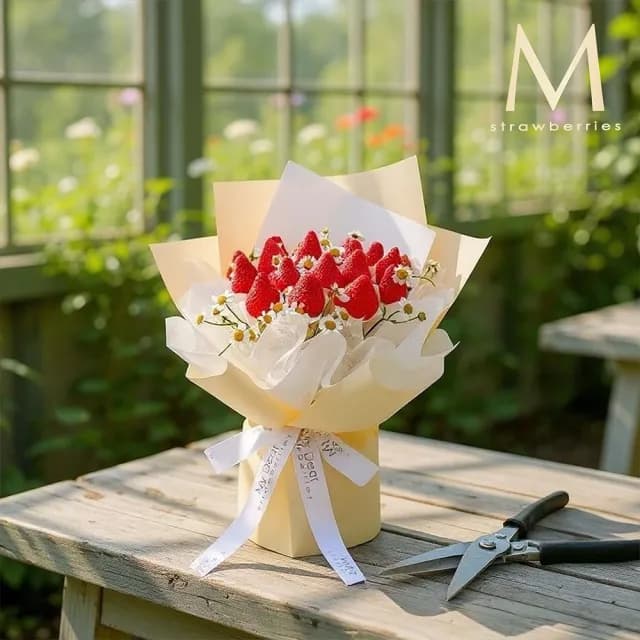 【My Dear草莓花束】法式小雛菊草莓花束(水果花束/情人節/告白/生日禮物/超人氣花束/草莓)
