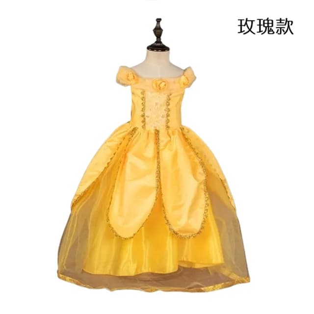 【橘魔法】黃色玫瑰寶石公主洋裝 (不含魔法棒 皇冠)(萬聖節造型服 角色扮演 話劇 長裙 女童 兒童 童裝)