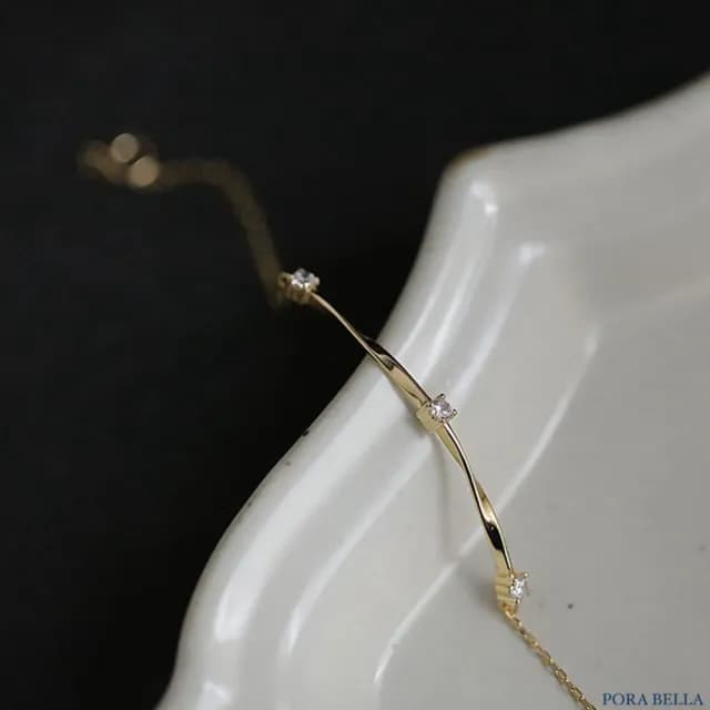 【Porabella】S925純銀莫比烏斯手鍊|簡約扭紋設計|鑲鑽一字細節氣質款|送禮首選|送女友