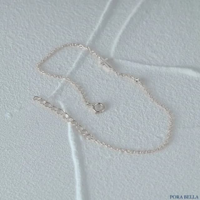 【Porabella】S925純銀十字架手鍊|單鑽微鑲鋯石|小巧簡約設計|生日紀念禮物推薦|Cross bracelet