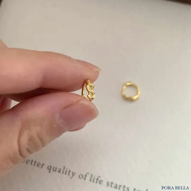 【Porabella】S925純銀錢幣耳扣|美金符號耳圈|招財開運|中性風格|情人節・紀念日・日常佩戴首選