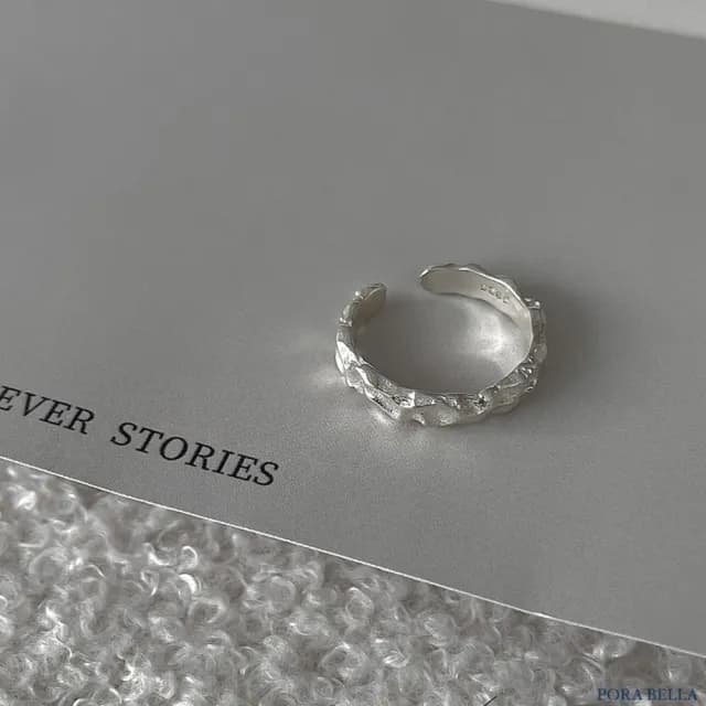 【Porabella】S925純銀 不規則紋理戒指|幾何型指環 開口可調節 告白生日情人節禮物推薦 rings