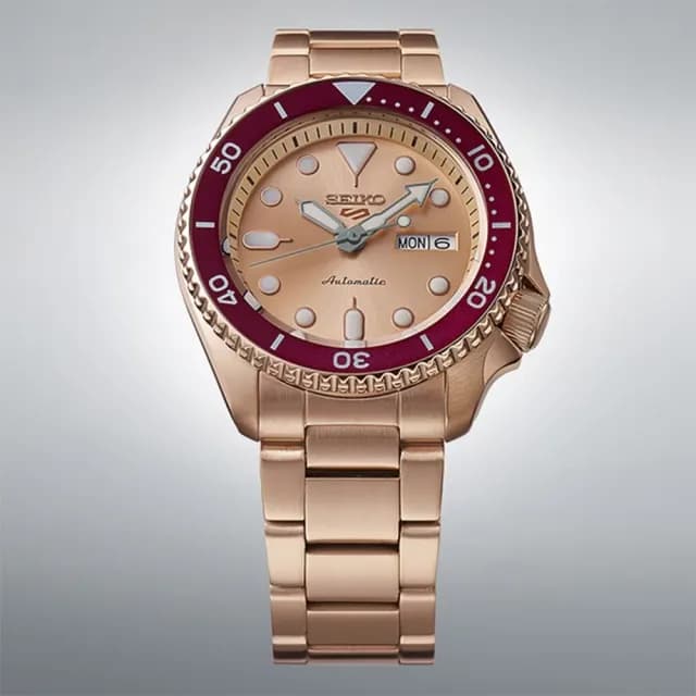 【SEIKO 精工】5 Sports 55周年限量 玫瑰紅金 機械錶 禮物 送禮 推薦(SRPK08K1/4R36-15B0K)