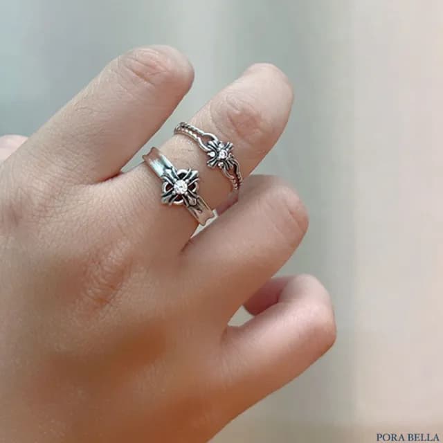 【Porabella】S925純銀 十字架鋯石情侶對戒|復古十字架戒指 做舊對戒 告白 紀念 情人節禮物推薦 rings