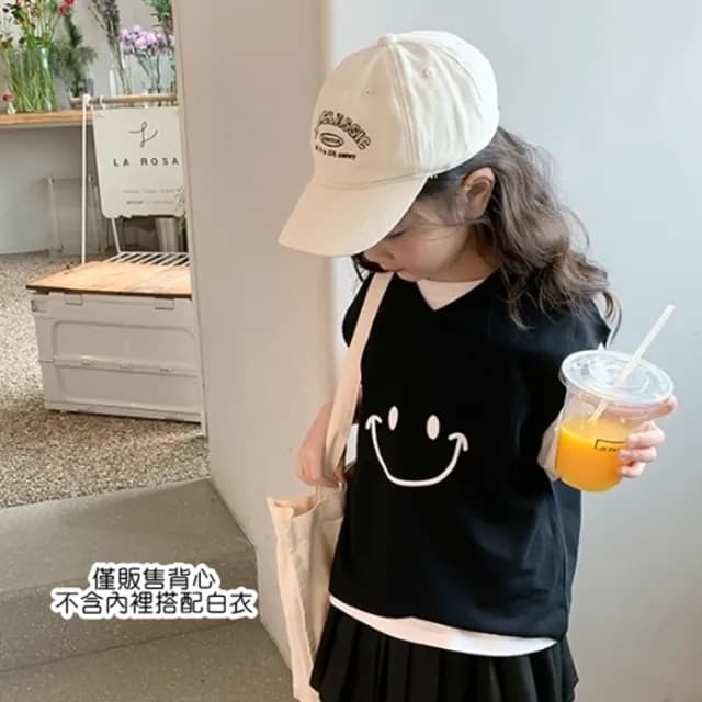 【橘魔法】大微笑V領毛圈棉背心(內搭 背心 女童 男童 兒童 童裝)