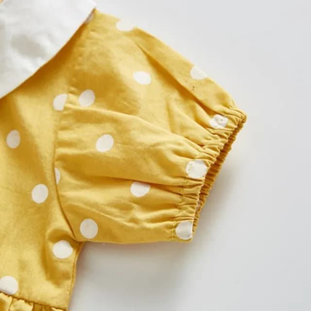 【橘魔法】小圓翻領點點短袖包屁衣(爬服 連身衣 童裝 小童 女童 兒童)