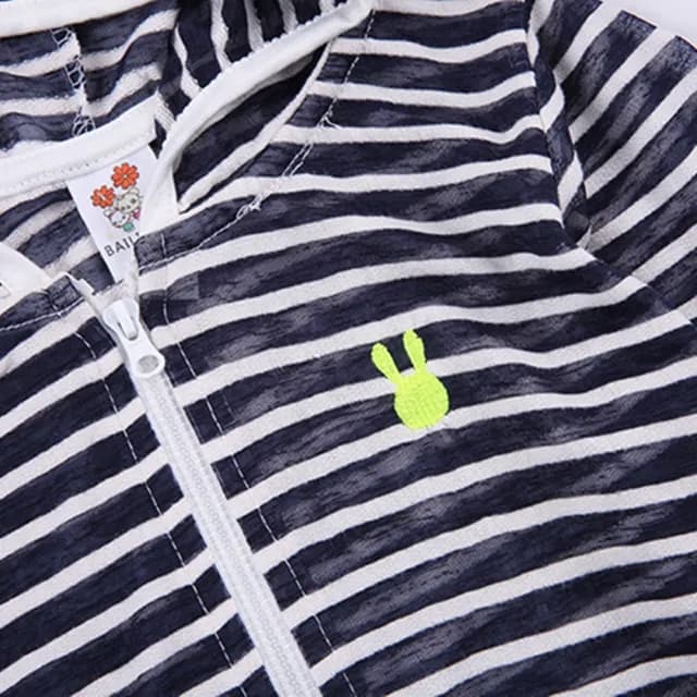 【橘魔法】細條刺繡條紋薄棉拉鍊外套(長袖外套 防曬外套 冷氣房 防蚊 中性款 兒童 童裝 男童 女童)