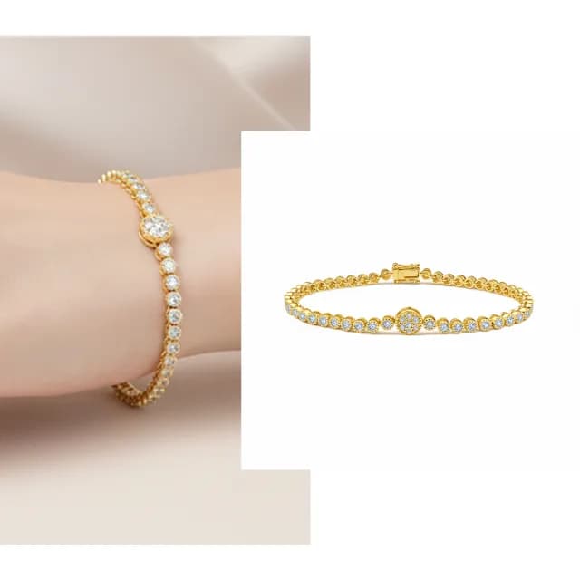 【CTJ】歡慶雙11!天然鑽石 1克拉 黃K金 滿鑽 鑽石手鍊(鑽石閃耀時刻 只為摯愛的妳)