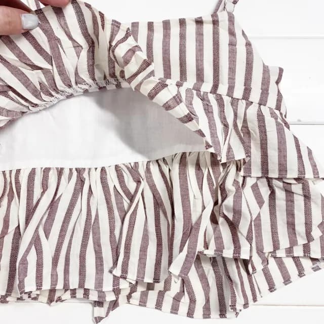 【橘魔法】棉麻直條荷葉細肩帶套裝(小可愛 背心 褲子 短褲 褲裙 女童 小童 兒童 童裝)