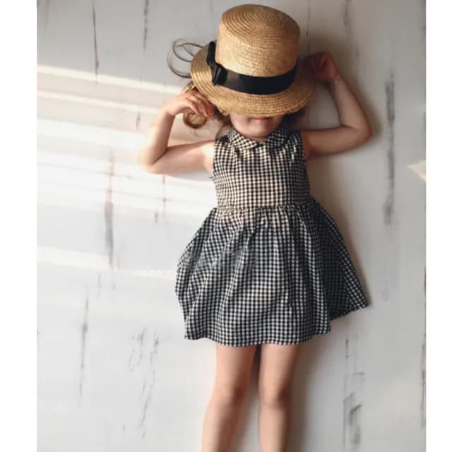 【橘魔法】復古小圓領赫本風娃娃洋裝(連身裙 連衣裙 格子裙 復古 女童 兒童 童裝)