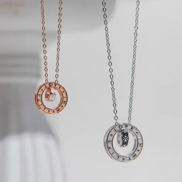 【Porabella】925純銀情侶項鍊 十字轉運珠項鍊 幾何字母吊墜 中性小眾ins風 情人節禮物Necklace