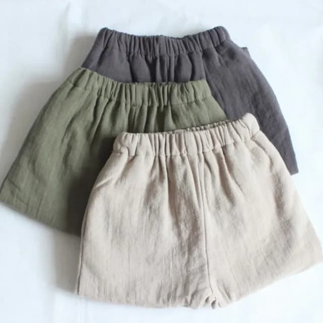 【橘魔法】雙層棉麻素色口袋長褲(休閒褲 長褲 老爹褲 褲子 長褲 女童 男童 童裝 兒童)