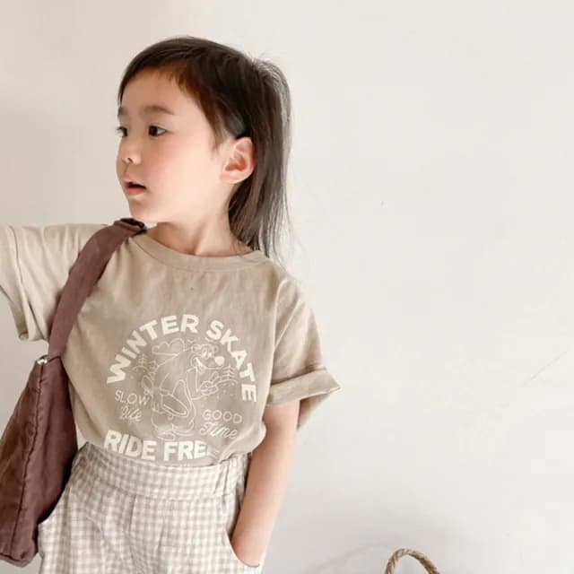 【橘魔法】字母滑板熊短版上衣(短袖上衣 T恤 棉T 中性款 男童 女童 兒童 童裝)