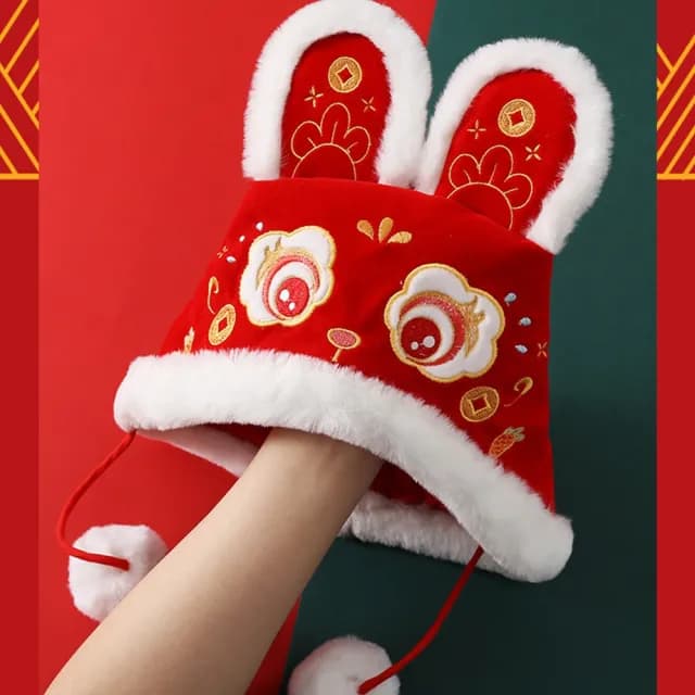 【橘魔法】毛絨傳統虎頭帽(虎帽 舞龍舞獅 醒獅帽 抓週 周歲 道具 抓週帽 帽子 新年 男童 女童 兒童 童裝)