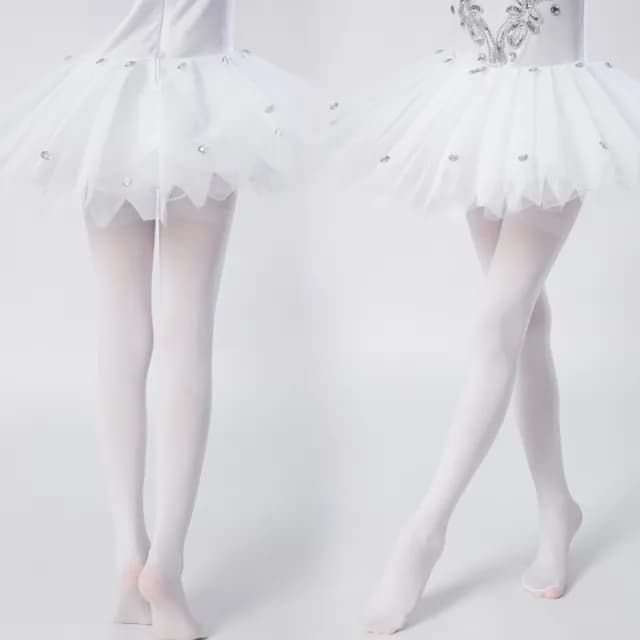 【橘魔法】天鵝絨芭蕾舞褲襪 白絲襪(兒童 薄褲襪 白 黑 褲襪 童裝 中大童 女童禮服 舞蹈襪)