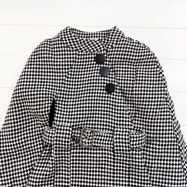 【橘魔法】名媛時尚小格子斗篷披肩(斗篷 披風 外套 兒童 童裝 女童)