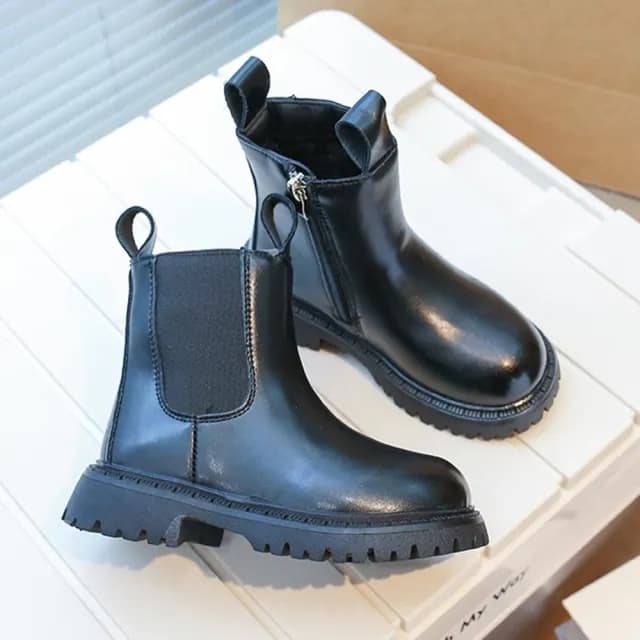 【橘魔法】兒童素面切爾西短靴(皮靴 靴子 童鞋 鞋子 中性款 男童 女童 兒童 童裝)