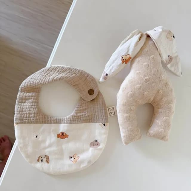 【Lianne baby】台灣手作汪星探險蝴蝶枕圍兜樂豆兔(滿月禮 收涎禮物 週歲禮 彌月禮盒)