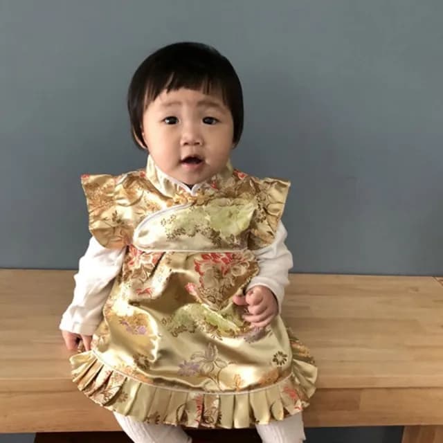 【橘魔法】牡丹刺繡旗袍套裝(唐裝 旗袍裝 新年 周歲 抓週 中國風 抓周 過年 新年 大紅 小童 女童 童裝)