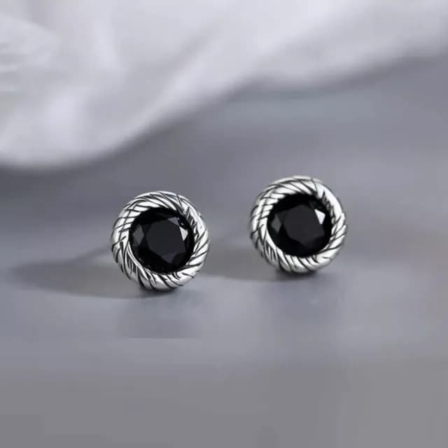 【Porabella】S925純銀黑鋯石耳釘|幾何型 中性黑洞耳針 告白生日情人節禮物推薦 | 附贈精美包裝