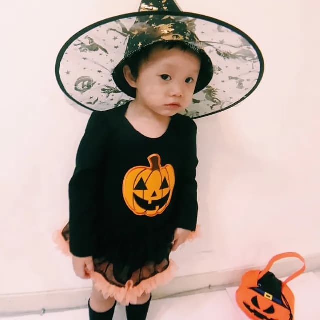【橘魔法】(小童優惠價)南瓜滿印紗裙包屁衣+髮帶(萬聖節服裝 澎澎裙 小童 嬰幼兒 童裝 女童 兒童)