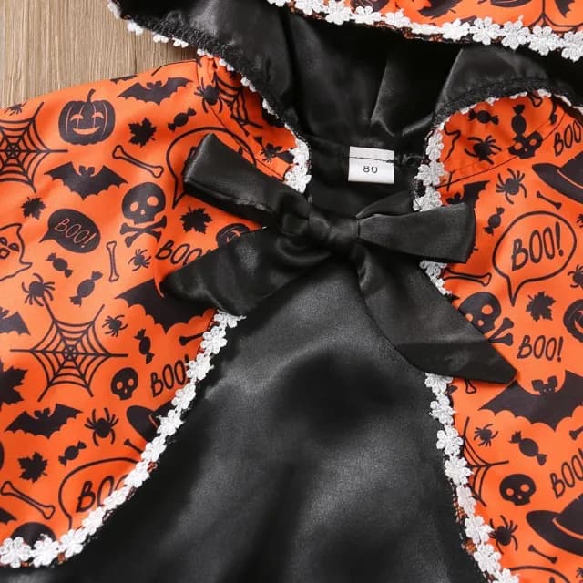 【橘魔法】萌南瓜背心紗裙洋裝+滿印斗篷披風(斗篷 萬聖節服裝 造型服 角色扮演 兒童 女童 童裝 小童)