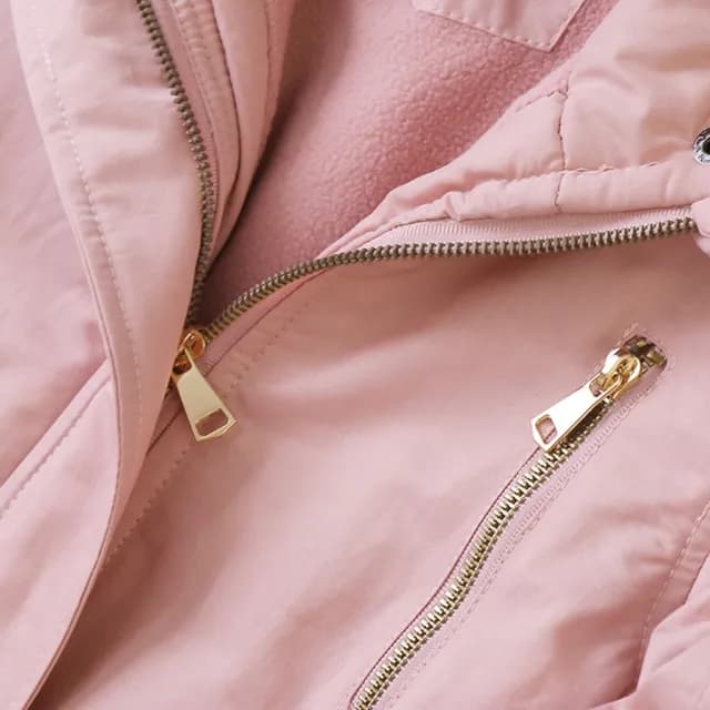 【橘魔法】亮色縮腰毛毛領連帽長袖外套(棉絨 刷毛 風衣 大衣 外套 大童 厚外套 女童 兒童 童裝)