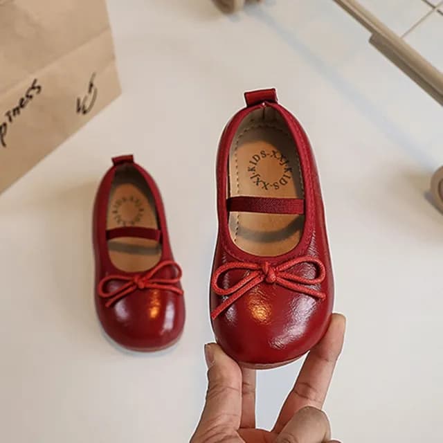 【橘魔法】圓頭亮面蝴蝶結公主鞋(娃娃鞋 鞋子 女童 兒童 童裝 童鞋 皮鞋 表演 禮服 婚禮 生日 萬聖節)