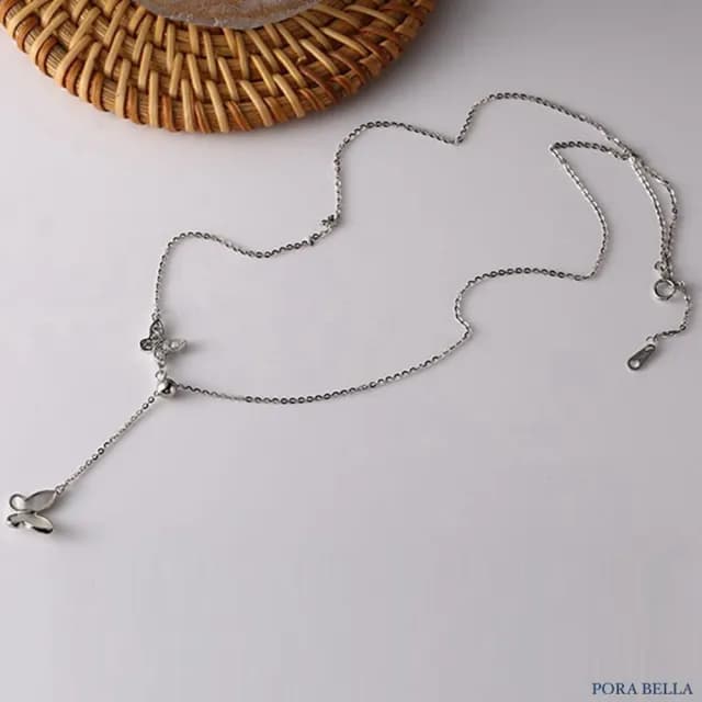 【Porabella】S925純銀母貝蝴蝶項鍊 ∣ 抽拉式鎖骨鏈 ∣ 告白・生日・情人節浪漫禮物推薦 Necklace