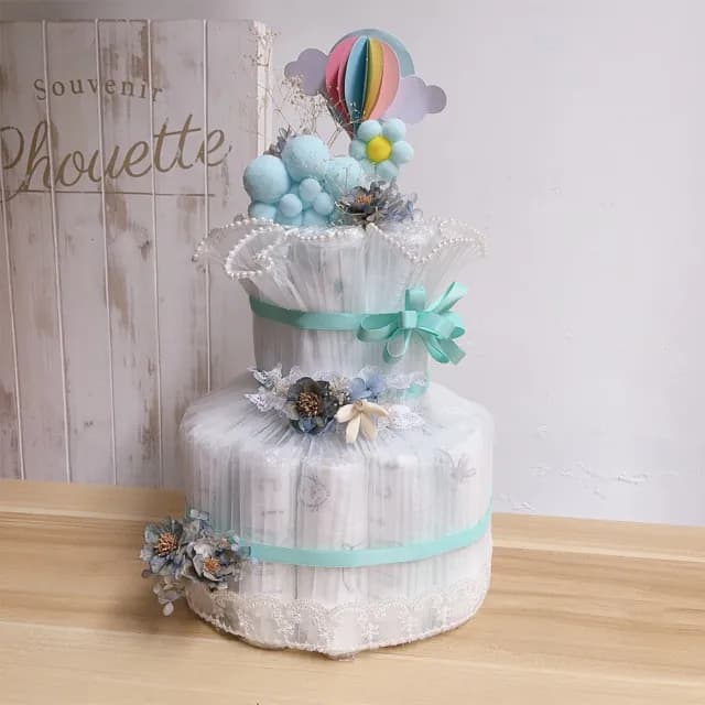 【OSTARA FLORIST 奧斯塔拉花藝】彌月尿布蛋糕花禮 男女款附卡片(花禮、彌月蛋糕、尿布、寶寶、幫寶適)