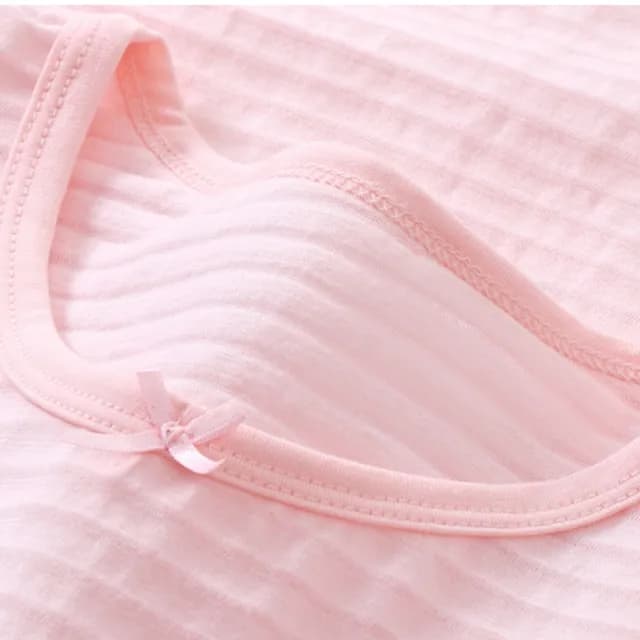 【橘魔法】美人魚寬條紋小飛袖連身裙(洋裝 連衣裙 居家服 睡裙 睡衣 大童 童裝 女童)