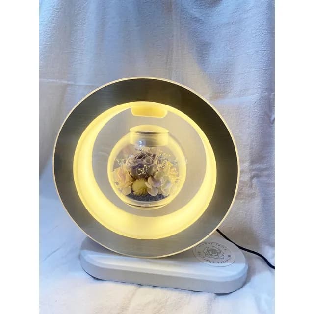 【OSTARA FLORIST 奧斯塔拉花藝】永生花懸浮檯燈 含藍芽音響及無線充電(永生花、居家生活、節日送禮)