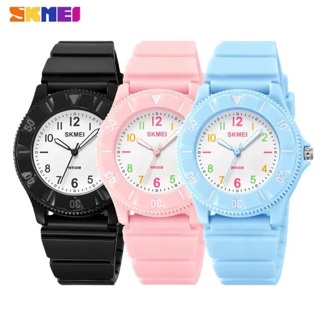 【SKMEI 時刻美】可旋轉時差盤兒童石英錶-禮盒裝(防水手錶 兒童手錶 石英錶 學生錶 手錶 考試手錶/2151)