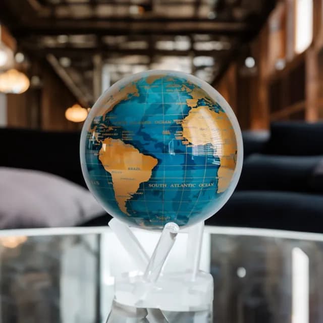 【MOVA】光能地球儀 藍色與金色 Blue and Gold 4.5英吋(居家擺設.精緻送禮.轉運.紀念日.生日)