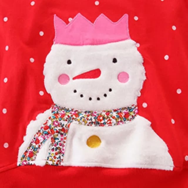 【橘魔法】點點雪人插肩毛圈棉長袖上衣(衛衣 薄長袖 聖誕服裝 聖誕節 耶誕節 大紅 過年 女童 兒童 童裝)