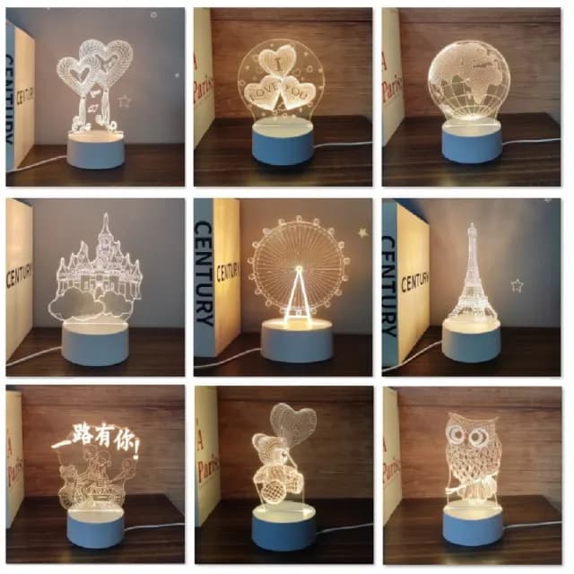 【A-ONE 匯旺】壓克力造型小夜燈 貓頭鷹生日 女友 情人節 公司禮物 贈品 星球小夜燈 壓克力底座