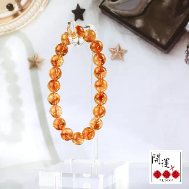【開運方程式】黃水晶手珠豔黃金字塔聚寶盆10mm(豔黃水晶手珠手鍊)