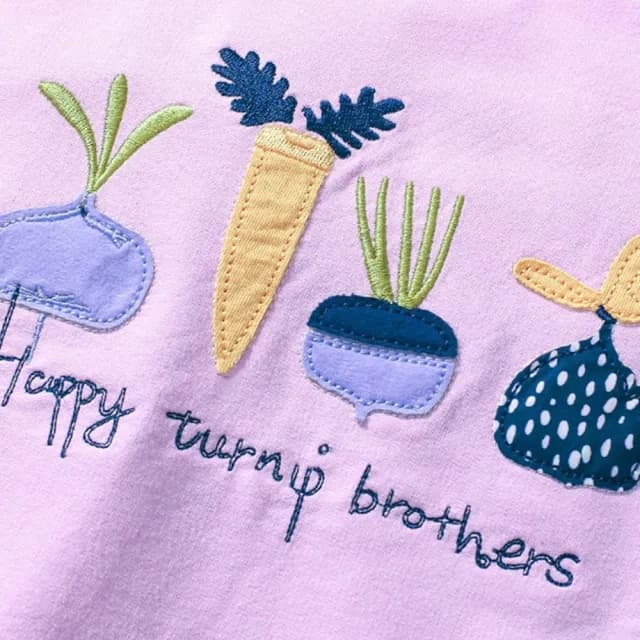 【橘魔法】紫色蔬菜長袖上衣+坑條內搭褲套裝(長袖上衣 長褲 衛衣 褲子 女童 兒童 童裝)