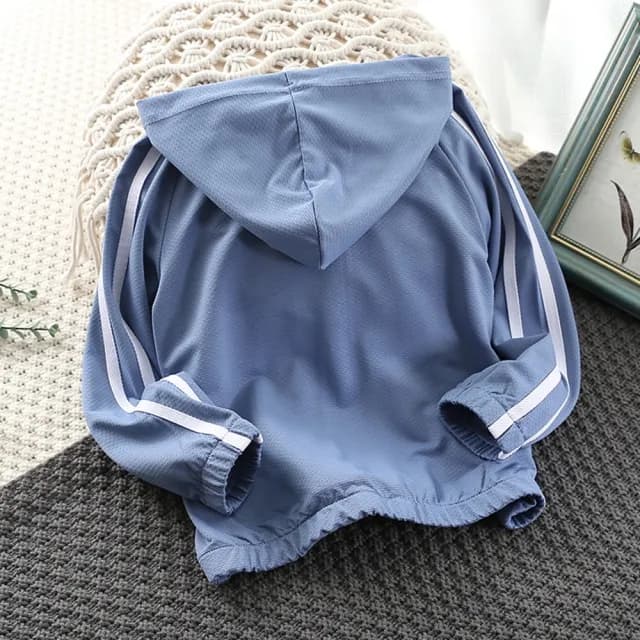 【橘魔法】涼感冰絲網眼插肩長袖連帽外套(大童 薄外套 冷氣房 防蚊 防曬 童裝 兒童 男童 女童)