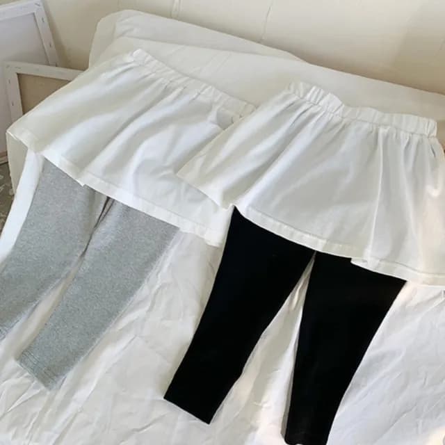 【橘魔法】素雅純色棉質內搭褲褲裙(褲子 九分褲 防曬 女童 兒童 童裝 中童 小童)