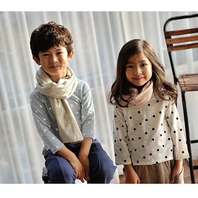 【橘魔法】水洗竹節棉點點長袖上衣(小開岔棉T 中性款 薄長袖 童裝 兒童 女童)
