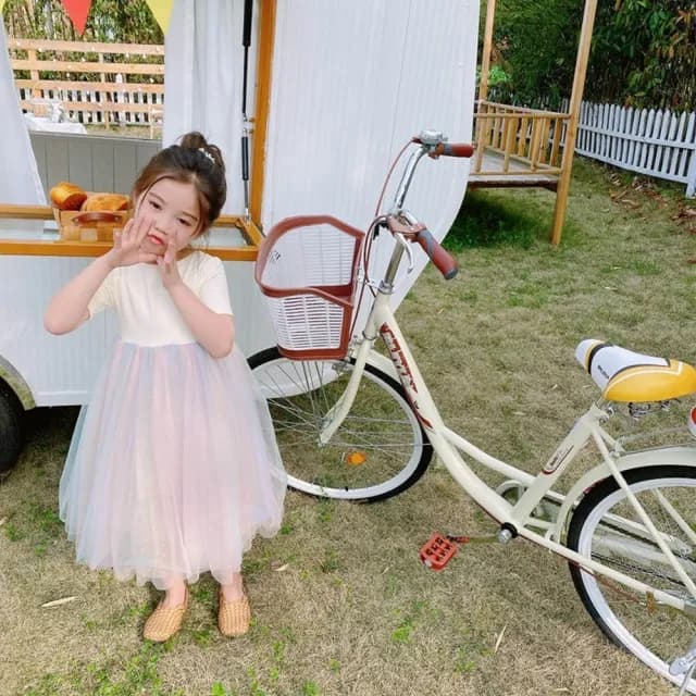 【橘魔法】彩虹漸層交叉大U露背紗裙連身洋裝(連衣裙 紗裙 女童 兒童 中童 童裝 女童 小童)