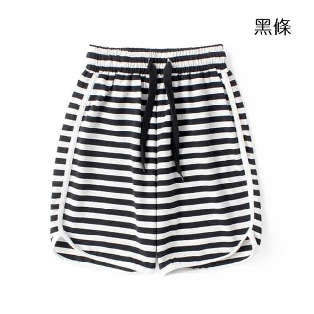 【橘魔法】大童 條紋滾邊短褲(褲子 五分褲 棉褲 中褲 中性款 男童 女童 中童 童裝)