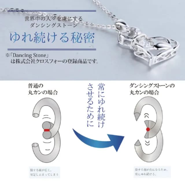 【CROSSFOR】日本DancingStone小狗圓舞曲懸浮閃動項鍊精美盒裝(日本原廠進口主鑽純銀不過敏禮物情人節)
