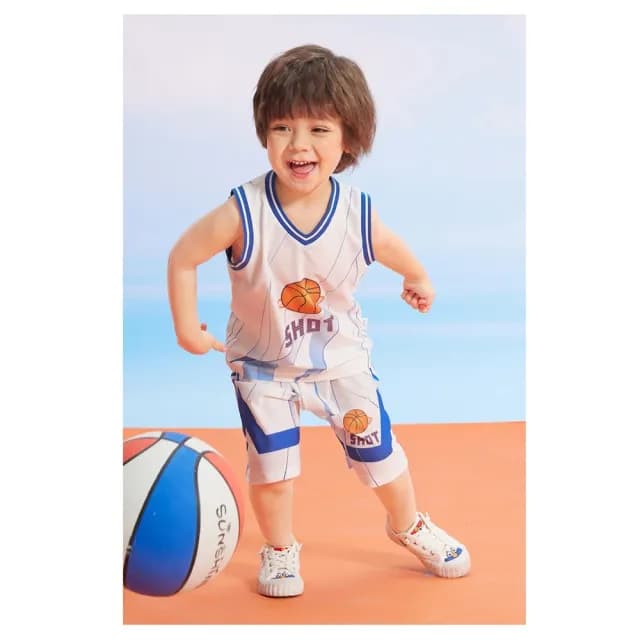 【橘魔法】透氣洞洞流線籃球套裝(無袖背心 短褲 褲子 運動服 透氣 童裝 男童 兒童)