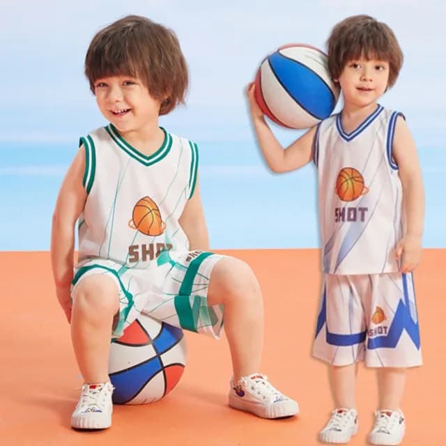 【橘魔法】透氣洞洞流線籃球套裝(無袖背心 短褲 褲子 運動服 透氣 童裝 男童 兒童)