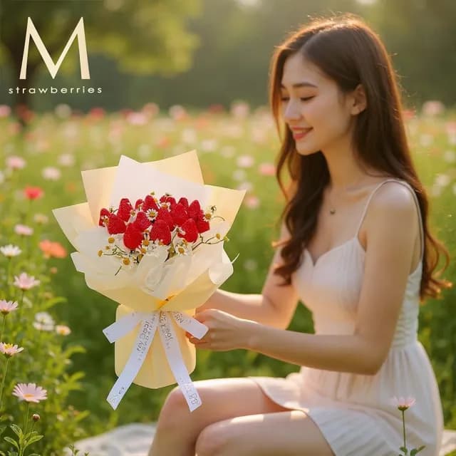 【My Dear草莓花束】法式小雛菊草莓花束(水果花束/情人節/告白/生日禮物/超人氣花束/草莓)