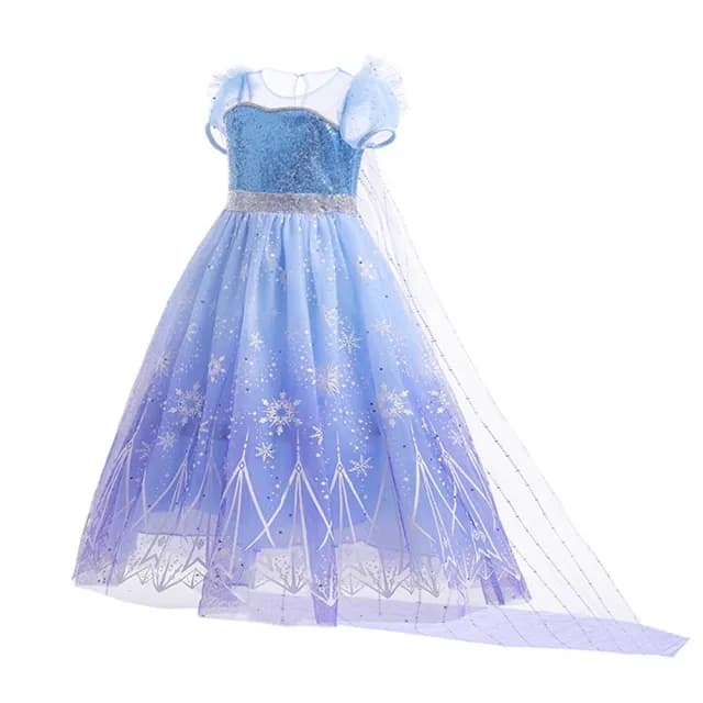 【橘魔法】冰雪花公主漸層亮片紗裙洋裝(萬聖節服裝 造型服 公主服 角色扮演 攝影 大童 女童 兒童 童裝)