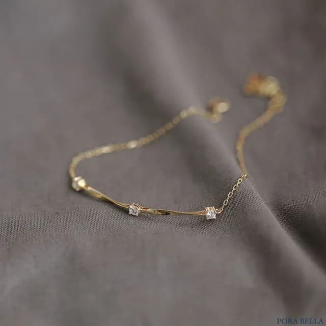 【Porabella】S925純銀莫比烏斯手鍊|簡約扭紋設計|鑲鑽一字細節氣質款|送禮首選|送女友